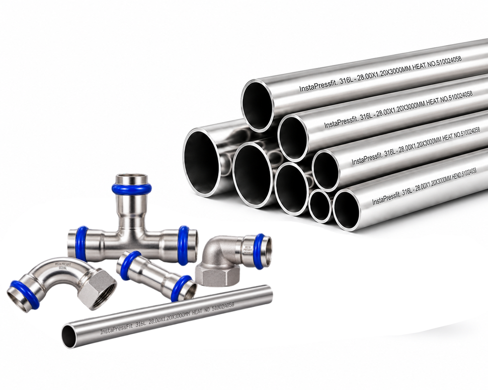 Stainless steel pipes and press fittings